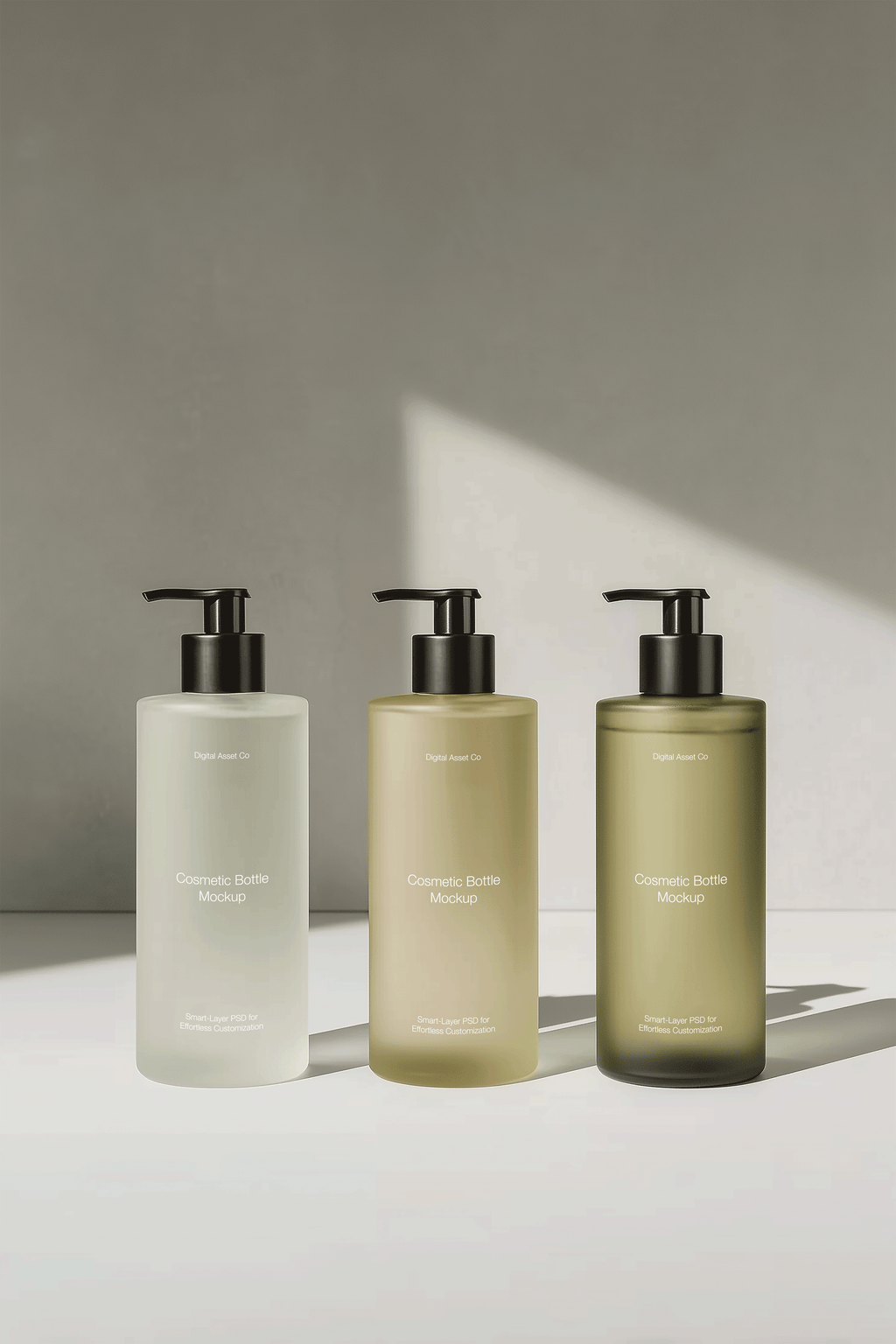Trio Cosmetic Bottles Mockup - Digital Asset Co